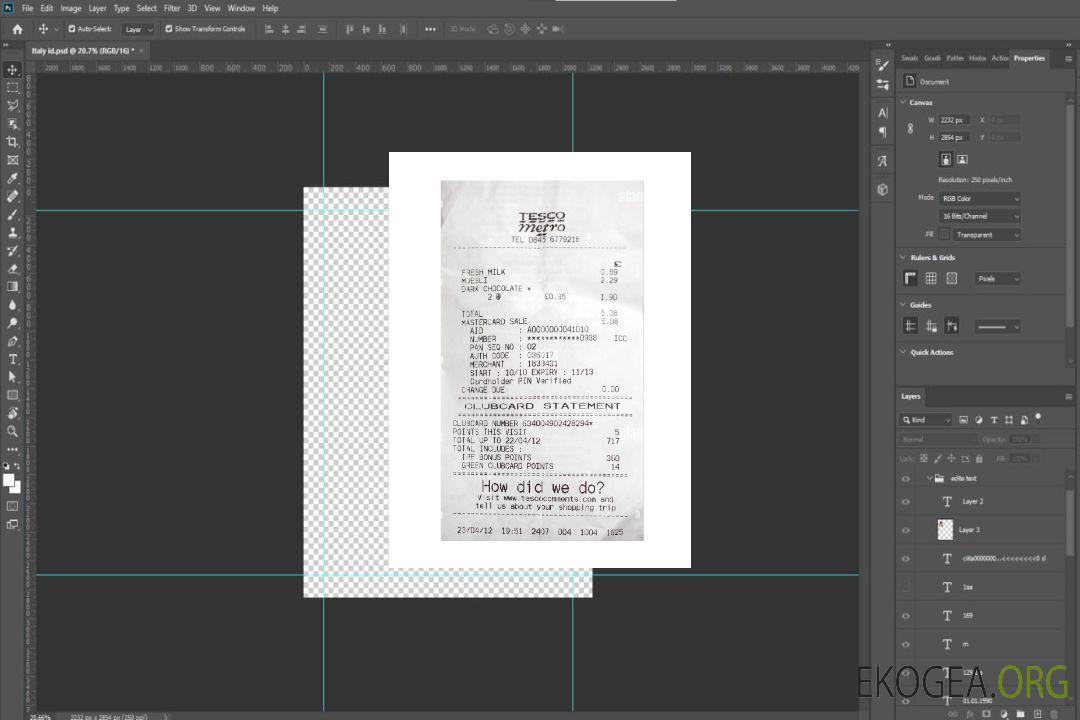 Reçu de paiement TESCO template